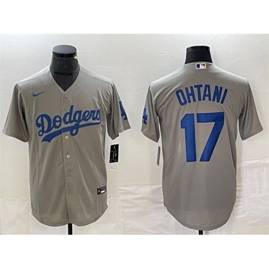 Men Los Angeles Dodgers 17 Shohei Ohtani Grey Cool Base Stitched Jersey