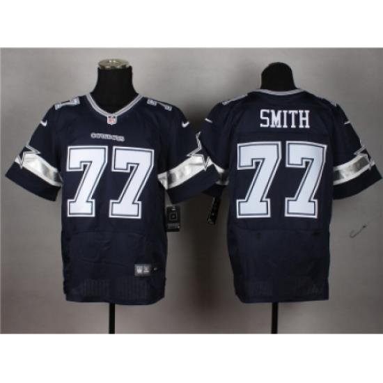 Nike Dallas CoWboys 77 Tyron Smith blue Elite NFL Jersey