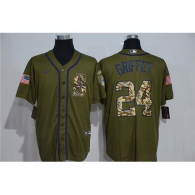 Mariners 24 Ken Griffey Jr  Olive 2020 Nike Cool Base Jersey