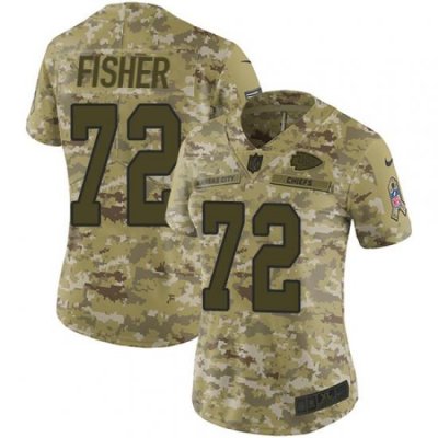 Nike Chiefs #72 Eric Fisher Camo Women Stitched NFL Limited 2018 Salute to Service Jersey