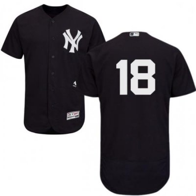 Mens Majestic New York Yankees 18 Don Larsen Navy Blue Alternate Flex Base Authentic Collection MLB Jersey