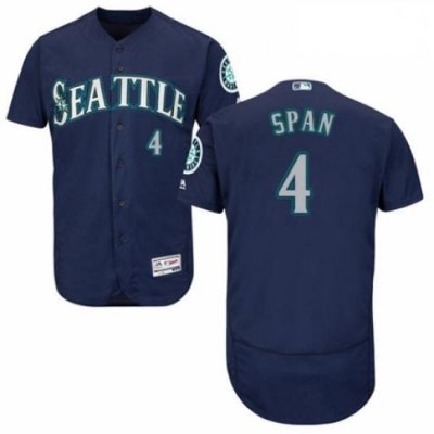 Mens Majestic Seattle Mariners 4 Denard Span Navy Blue Alternate Flex Base Authentic Collection MLB Jersey