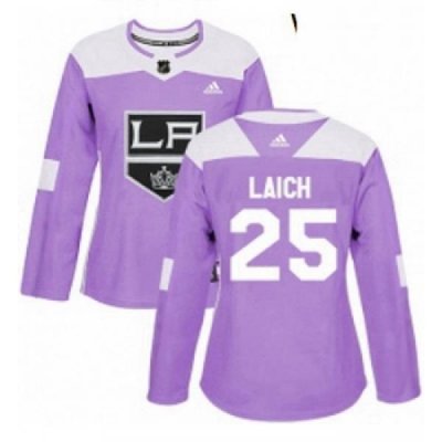 Womens Adidas Los Angeles Kings 25 Brooks Laich Authentic Purple Fights Cancer Practice NHL Jersey