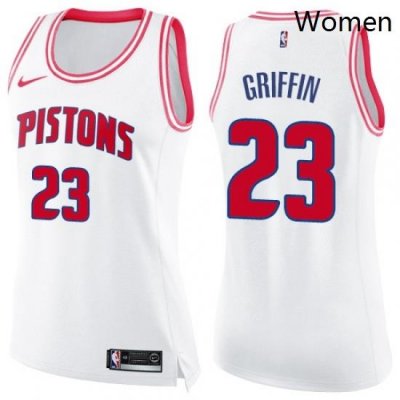 Womens Nike Detroit Pistons 23 Blake Griffin Swingman WhitePink Fashion NBA Jersey