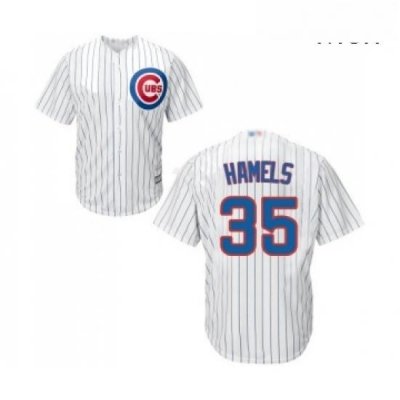 Mens Chicago Cubs 35 Cole Hamels Replica White Home Cool Base Baseball Jersey