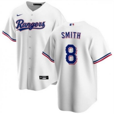 Men Texas Rangers 8 Josh H  Smith White Cool Base Stitched Baseball Jersey