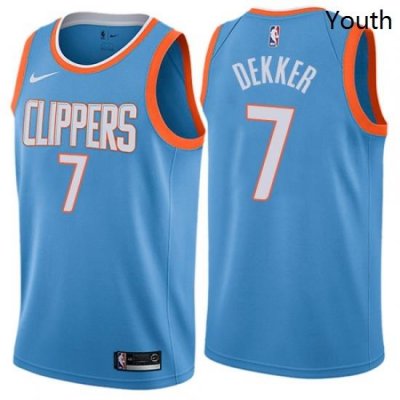 Youth Nike Los Angeles Clippers 7 Sam Dekker Swingman Blue NBA Jersey City Edition