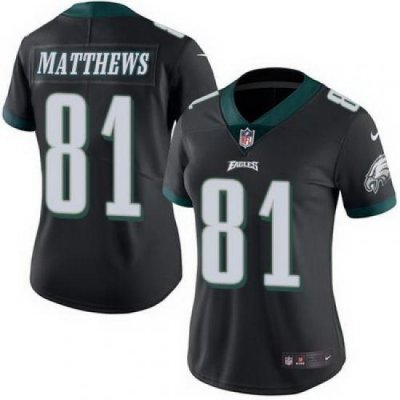 Nike Eagles #81 Jordan Matthews Black Womens Stitched NFL Limited Rush Jersey