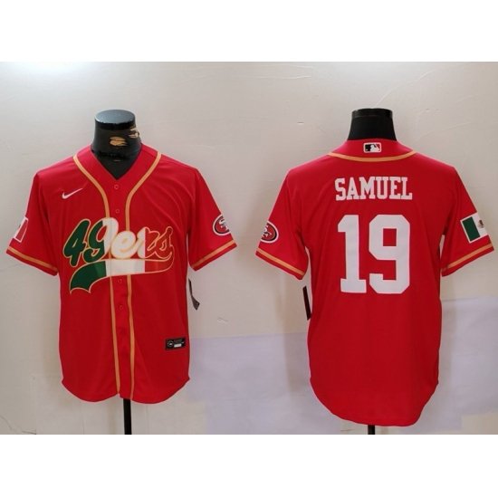 Men San Francisco 49ers 2319 Deebo Samuel Red With Patch Cool Base Stitched Baseball Jersey 2