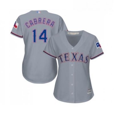 Womens Texas Rangers 14 Asdrubal Cabrera Replica Grey Road Cool Base Baseball Jersey