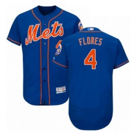 Mens Majestic New York Mets 4 Wilmer Flores Royal Blue Alternate Flex Base Authentic Collection MLB Jersey