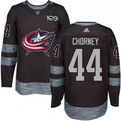 Mens Adidas Columbus Blue Jackets 44 Taylor Chorney Authentic Black 1917 2017 100th Anniversary NHL Jersey