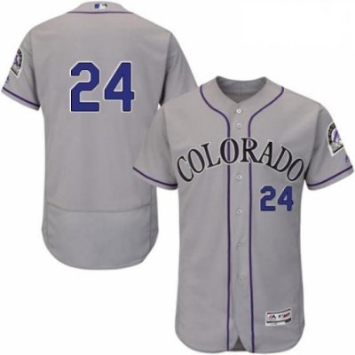 Mens Majestic Colorado Rockies 24 Ryan McMahon Grey Road Flex Base Authentic Collection MLB Jersey