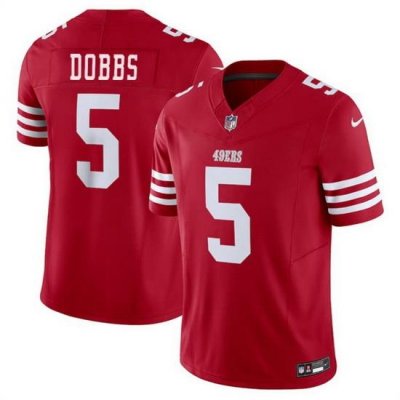 Men San Francisco 49ers 5 Josh Dobbs Red 2024 F U S E Vapor Untouchable Limited Stitched Football Jersey