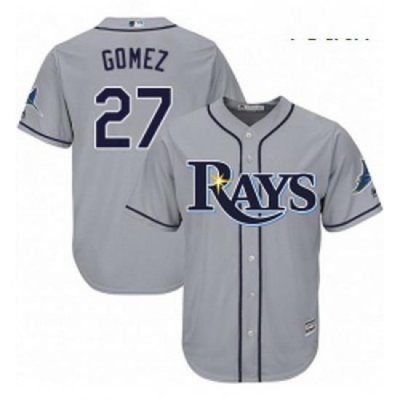 Youth Majestic Tampa Bay Rays 27 Carlos Gomez Replica Grey Road Cool Base MLB Jersey