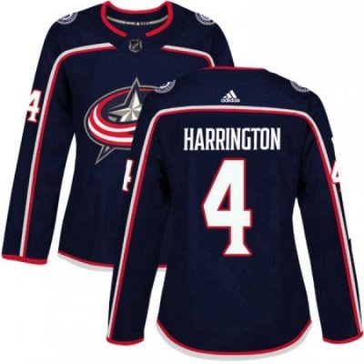 Womens Adidas Columbus Blue Jackets 4 Scott Harrington Authentic Navy Blue Home NHL Jersey