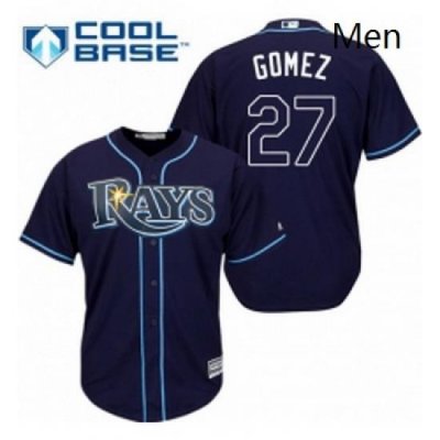 Mens Majestic Tampa Bay Rays 27 Carlos Gomez Replica Navy Blue Alternate Cool Base MLB Jersey