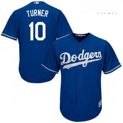 Mens Majestic Los Angeles Dodgers 10 Justin Turner Replica Royal Blue Alternate Cool Base MLB Jersey