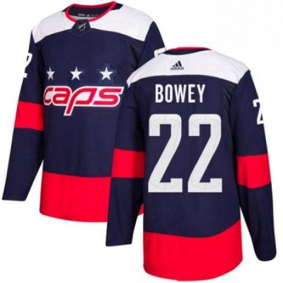 Youth Adidas Washington Capitals 22 Madison Bowey Authentic Navy Blue 2018 Stadium Series NHL Jersey