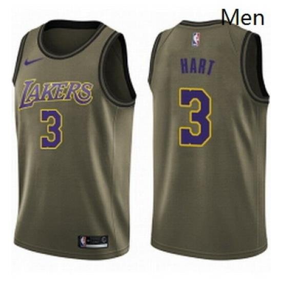 Mens Nike Los Angeles Lakers 3 Josh Hart Swingman Green Salute to Service NBA Jersey