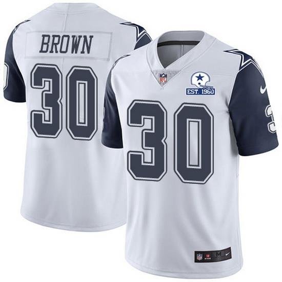 Nike Cowboys 30 Anthony Brown White Men Stitched With Established In 1960 Patch NFL Limited Rush Jersey