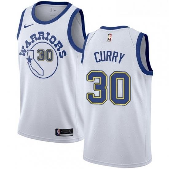 Youth Nike Golden State Warriors 30 Stephen Curry Authentic White Hardwood Classics NBA Jersey