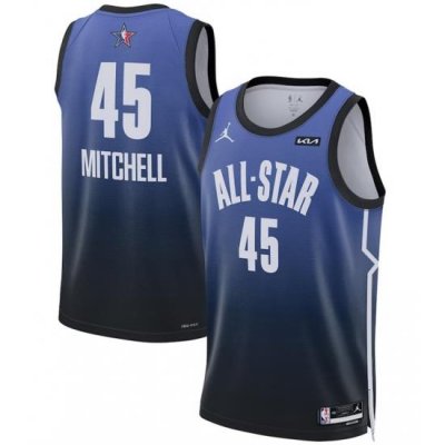 Men 2023 All Star 45 Donovan Mitchell Blue Game Swingman Stitched Basketball Jersey