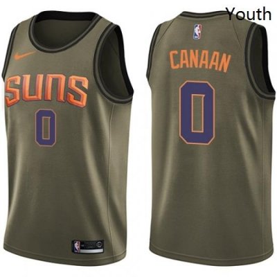 Youth Nike Phoenix Suns 0 Isaiah Canaan Swingman Green Salute to Service NBA Jersey