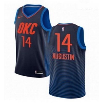 Mens Nike Oklahoma City Thunder 14 DJ Augustin Swingman Navy Blue NBA Jersey Statement Edition