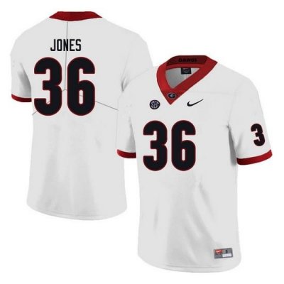 Men #36 Garrett Jones Georgia Bulldogs College Football Jerseys white