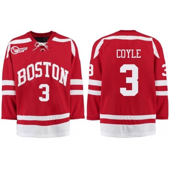 Boston University Terriers BU 3 Charlie Coyle Red Stitched Hockey Jersey