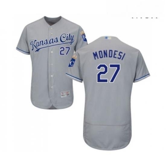 Mens Kansas City Royals 27 Raul Mondesi Replica Grey Road Cool Base Baseball Jersey