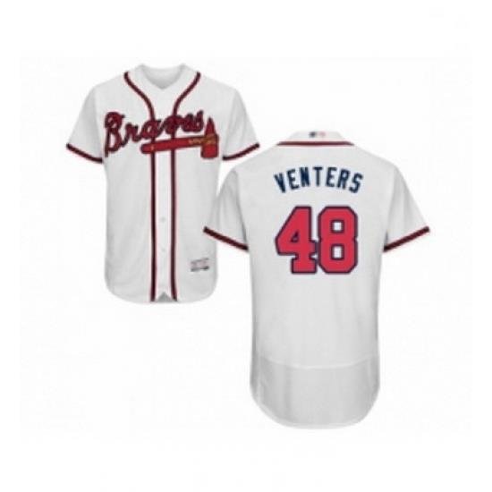 Mens Atlanta Braves 48 Jonny Venters White Home Flex Base Authentic Collection Baseball Jersey