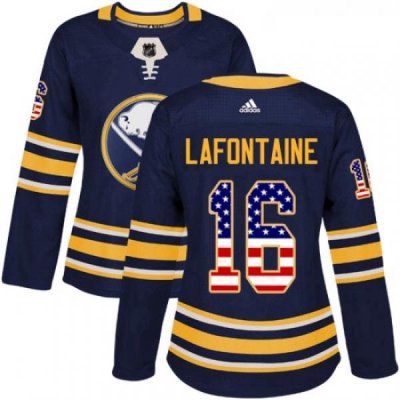 Womens Adidas Buffalo Sabres 16 Pat Lafontaine Authentic Navy Blue USA Flag Fashion NHL Jersey