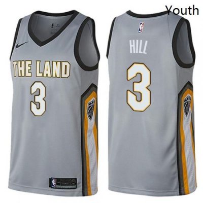 Youth Nike Cleveland Cavaliers 3 George Hill Swingman Gray NBA Jersey City Edition