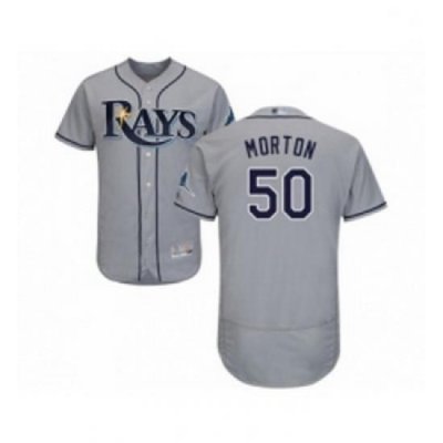 Mens Tampa Bay Rays 50 Charlie Morton Grey Road Flex Base Authentic Collection Baseball Jersey