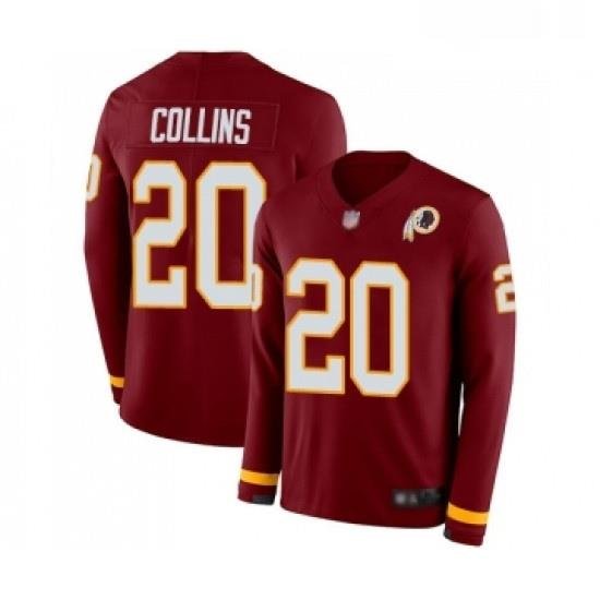 Youth Washington Redskins 20 Landon Collins Limited Burgundy Therma Long Sleeve Football Jersey