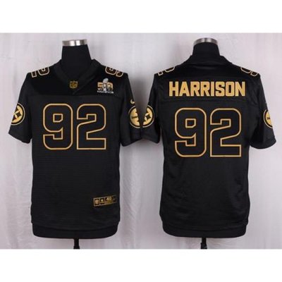 Nike Steelers #92 James Harrison Black Mens Stitched NFL Elite Pro Line Gold Collection Jersey