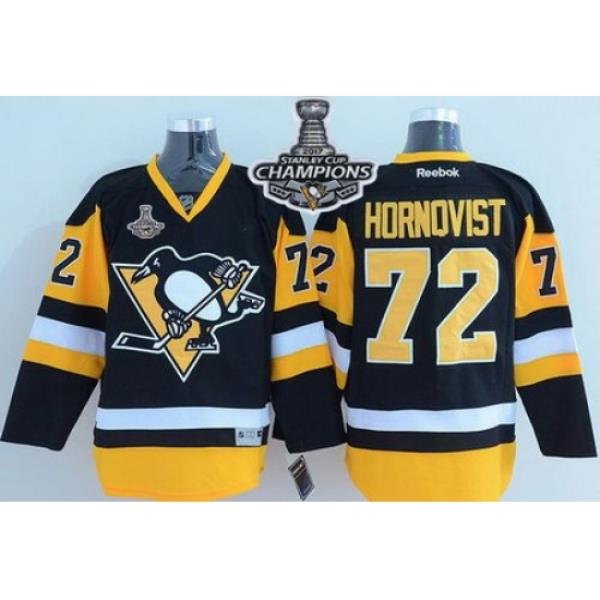 Penguins #72 Patric Hornqvist Black Alternate 2017 Stanley Cup Finals Champions Stitched NHL Jersey