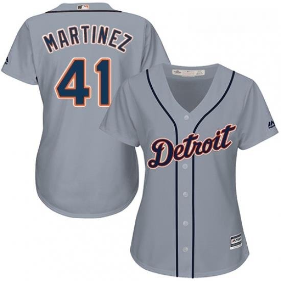 Womens Majestic Detroit Tigers 41 Victor Martinez Replica Grey Road Cool Base MLB Jersey