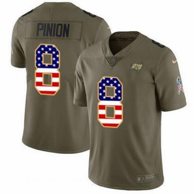 Nike Buccaneers 8 Bradley Pinion Olive USA Flag Men Stitched NFL Limited 2017 Salute To Service Jersey