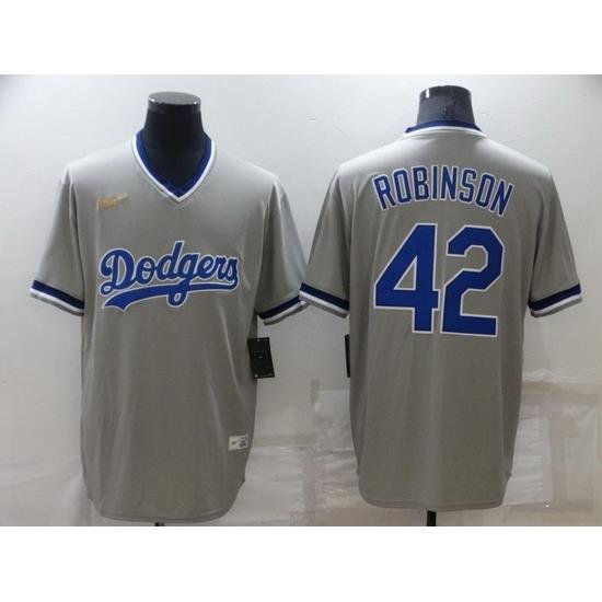 Men Los Angeles Dodgers 42 Jackie Robinson Grey Stitched Baseball jersey