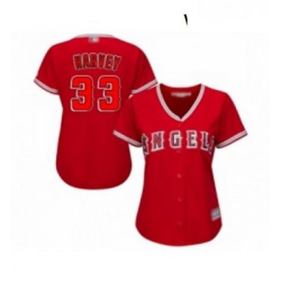 Womens Los Angeles Angels of Anaheim 33 Matt Harvey Replica Red Alternate Baseball Jersey