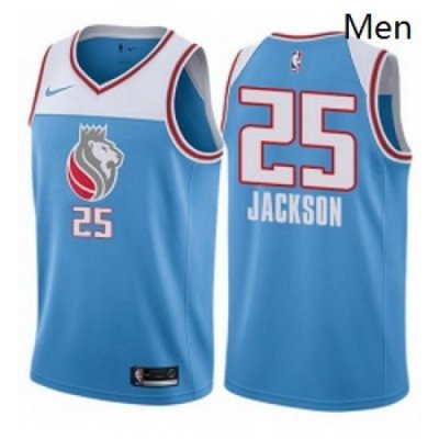 Mens Nike Sacramento Kings 25 Justin Jackson Swingman Blue NBA Jersey City Edition