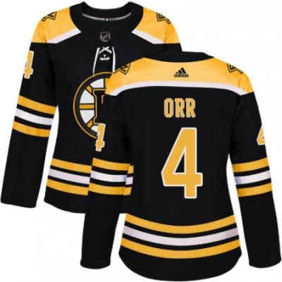 Womens Adidas Boston Bruins 4 Bobby Orr Authentic Black Home NHL Jersey