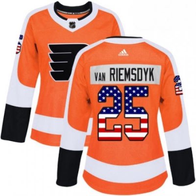 Womens Adidas Philadelphia Flyers 25 James Van Riemsdyk Authentic Orange USA Flag Fashion NHL Jersey