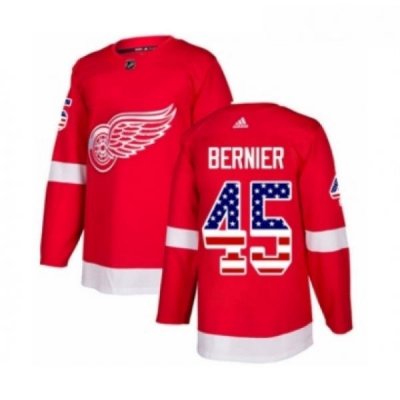 Youth Adidas Detroit Red Wings 45 Jonathan Bernier Authentic Red USA Flag Fashion NHL Jersey