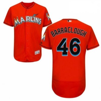 Mens Majestic Miami Marlins 46 Kyle Barraclough Orange Alternate Flex Base Authentic Collection MLB Jersey