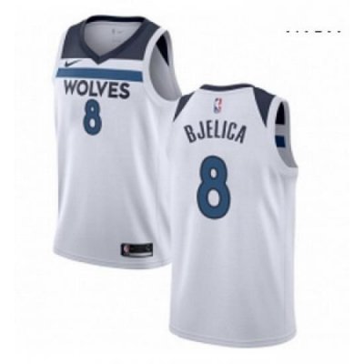 Mens Nike Minnesota Timberwolves 8 Nemanja Bjelica Authentic White NBA Jersey Association Edition