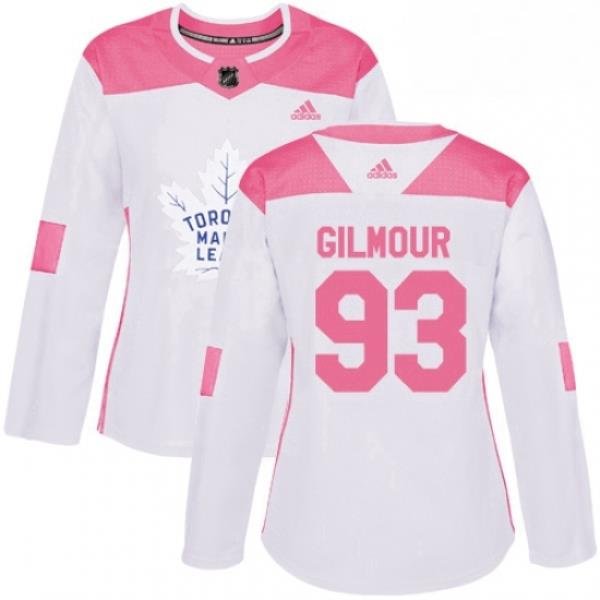 Womens Adidas Toronto Maple Leafs 93 Doug Gilmour Authentic WhitePink Fashion NHL Jersey